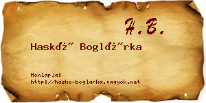Haskó Boglárka névjegykártya